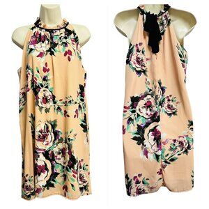 Lila Clothing Co Dress Womens Medium‎ Floral Sleeveless Halter Bow Detail USA